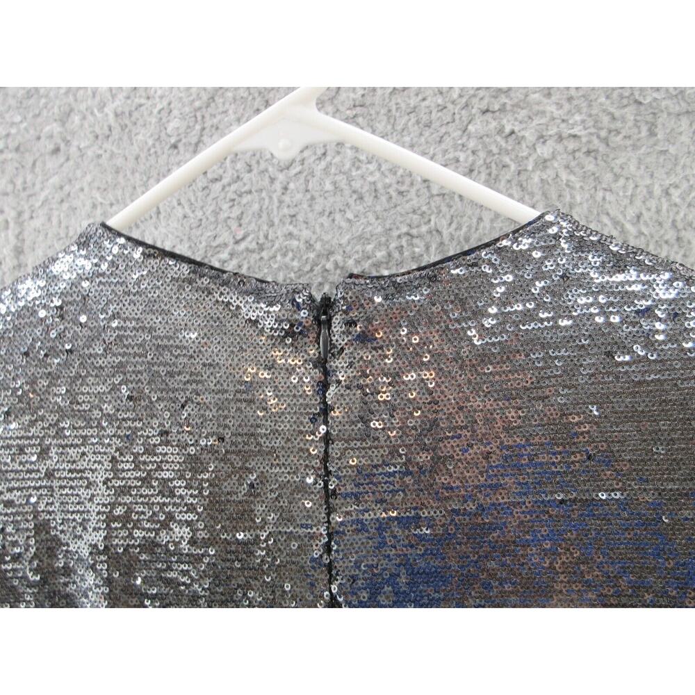 NWT Ralph Lauren Women Sz 12 Silver Sequined Party Cocktail Dress Round Neck - Picture 13 of 16